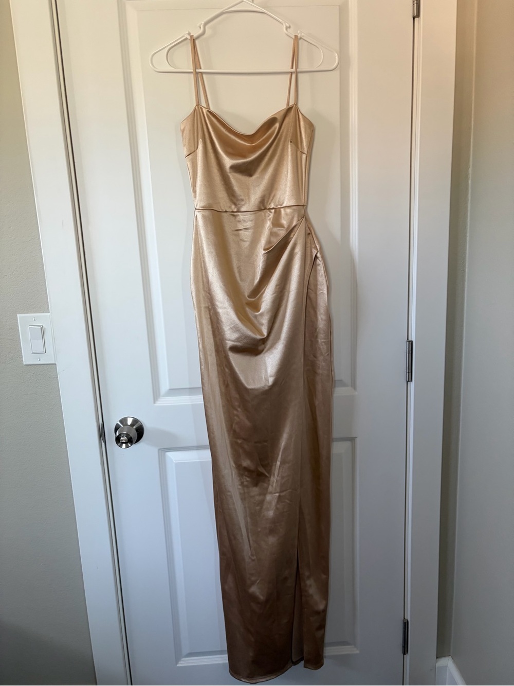 Windsor Satin Maxi Dress in Champagne Gold